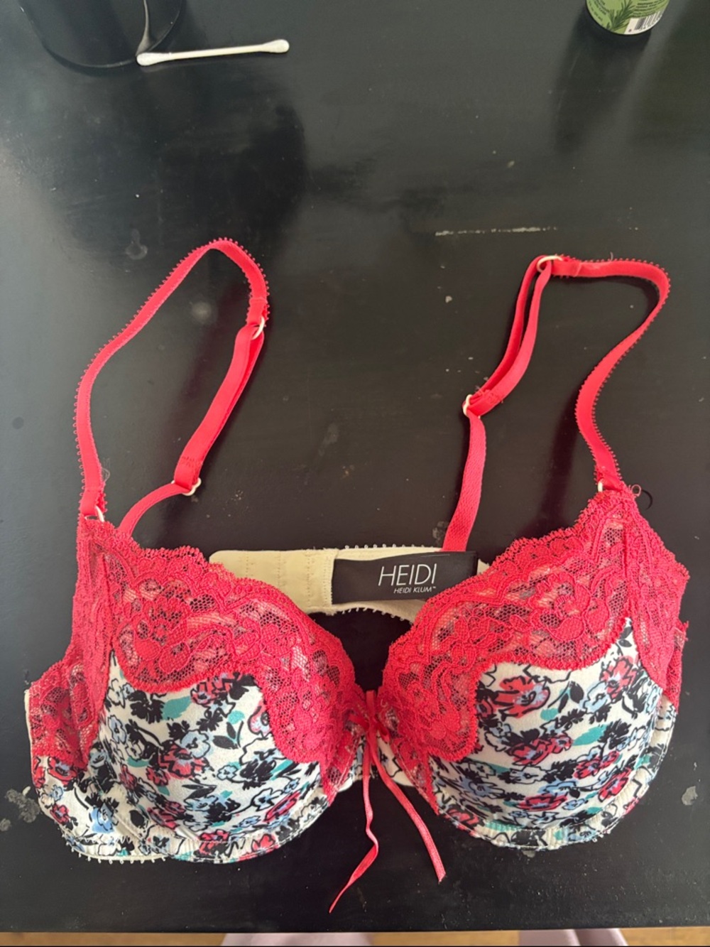 Heidi Klum Intimates Red Lace Floral Underwire Bra